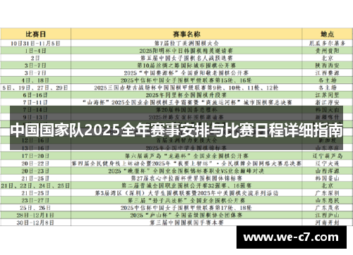 中国国家队2025全年赛事安排与比赛日程详细指南
