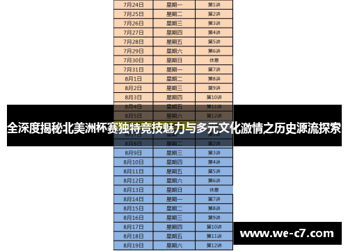 全深度揭秘北美洲杯赛独特竞技魅力与多元文化激情之历史源流探索